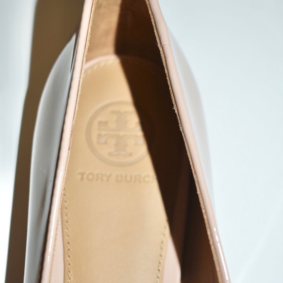 TORY BURCH CLAIRE PATENT LEATHER BALLET FLATS GOAN SAND GOLD - Picture 10 of 11